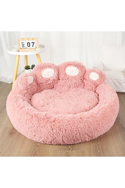 Choice M 60cm Pink Dog Bed Winter Cat Pet Sofa Cute Bear Paw Shape Comfortabl...