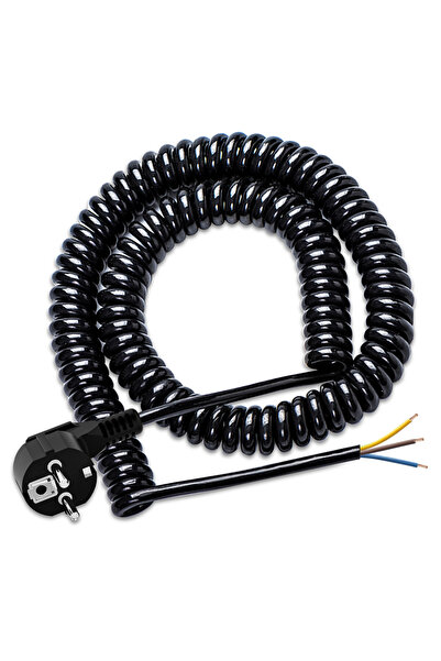 Choice5 2m black 2/3/5/7/10m Euro Gauge Replaceable Coil Cable 250V 16A Groun...