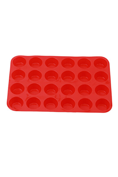 Choice red 24-Hole Cake Mold Silicone Soap Cookies Cupcake Bakeware Pan Tray ...