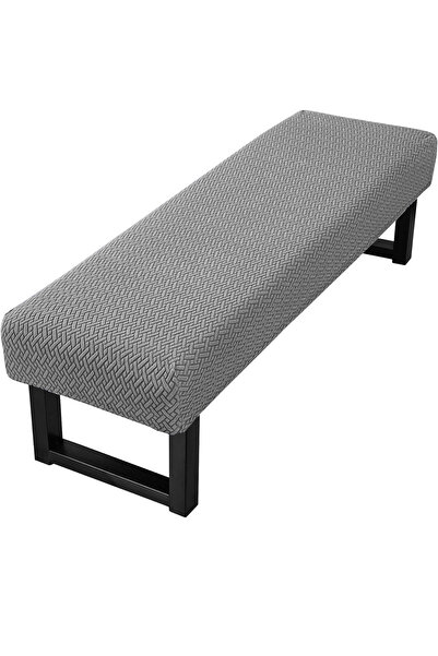 Choice Light Grey Stretch Jacquard Dining Bench Cover Living Room Anti-Dust R...