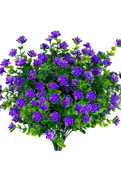 choice2 4pcs purple 4pcs Artificial Flowers UV Resistant Greenery Plants for ...
