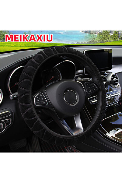 Choice black The soft short-fur plush pressed flower car inner-free steering ...