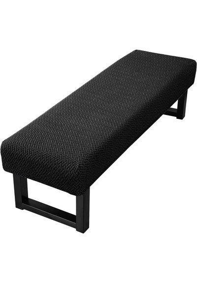 Choice Black Stretch Jacquard Dining Bench Cover Living Room Anti-Dust Remova...