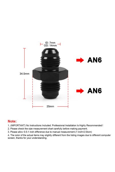 Choice AN6 TO AN6 AN Male Flare To AN Male Flare Union Coupler Fitting Black ...