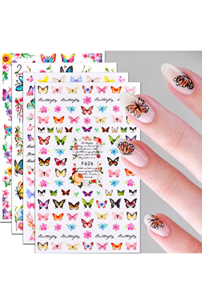 Choice green 4pcs Spring and Summer Flower Nail Art Stickers - Easy to apply ...