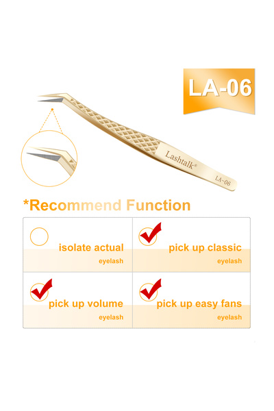 Choice11 ملقط LA-06 لاشتالك ذو طرف ألياف دقيق لتمديد الرموش، بمقبض ماسي مانع ...
