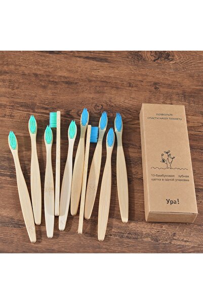 Choice8 5 green 5 blue 10Pcs Colorful Toothbrush Natural Bamboo Tooth Brush S...