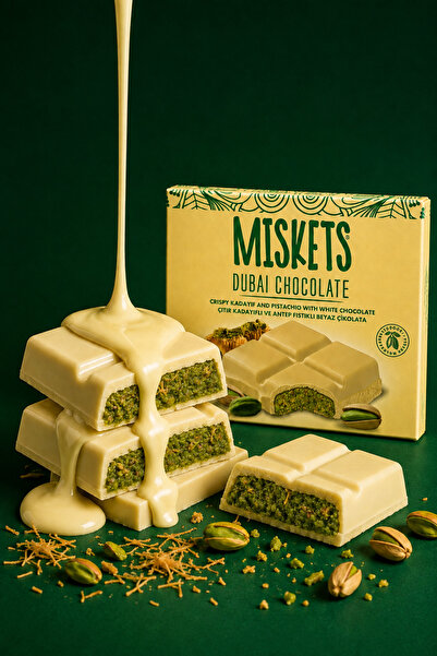 Miskets Beyaz Çikolatalı Dubai Çikolatası 100 gr x 3 Adet