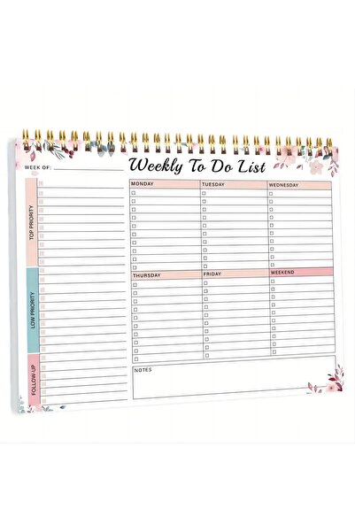 Choice 403 Weekly Planner Pad Spiral Weekly Planner Undated 52-page To-do Lis...