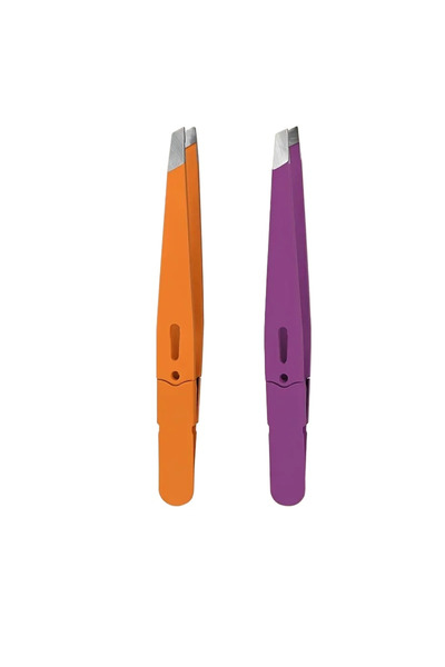 Choice10 orange and purple Eyebrow Tweezer Colorful Hair Beauty Fine Hairs Pu...