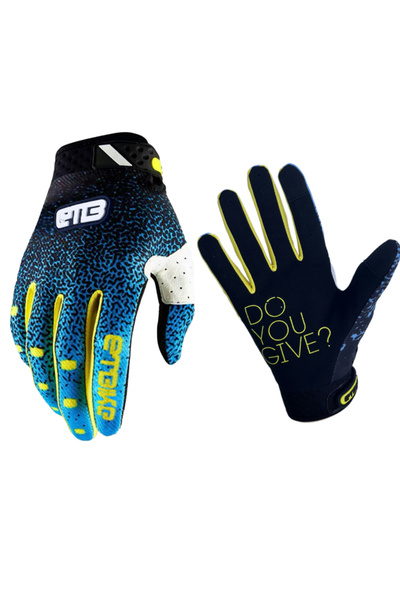 Choice21 L blue and yellow ETBIKE riding gloves, motorcycle outdoor sports of...