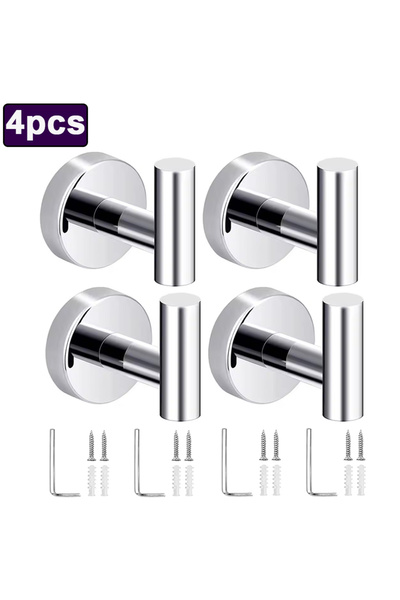 Choice Sliver-4pcs Stainless Steel Wall Hooks with Screws Door Key Clothes Co...
