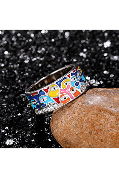 Choice4 10 F1657 Huitan Newly Designed Colored Enamel Women Rings for Party A...