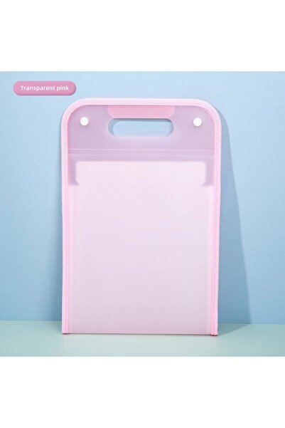 Choice Transparent Pink G 13 Pocket File Folders Portable A4 Letter Size Maca...