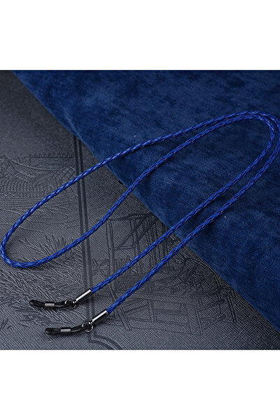 Choice Blue 1pc Women Men Glasses Leather Rope Chain Woven Glasses Lace Up Ou...