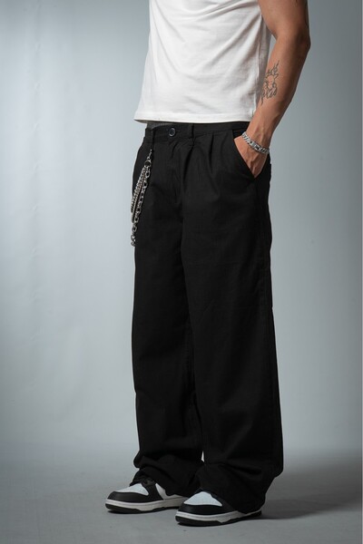 GRJ denim Siyah Keten Super Baggy Erkek Pantolon