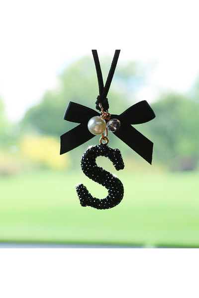 Choice5 S Fashionable Bow Letter Car Pendant, Rearview Mirror Decoration, Exq...