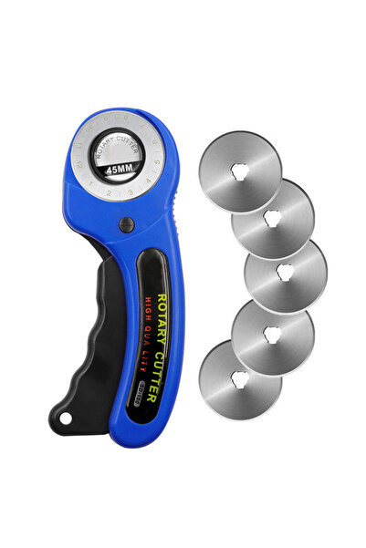 Choice5 Blue 5 blades 45mm Ergonomic Rotary Fabric Cutter For Fabric Card Pap...