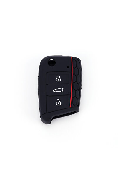 Choice3 Red line Car Key Case Silicone Cover for VW Golf 7 MK7 3 Buttons Flip...
