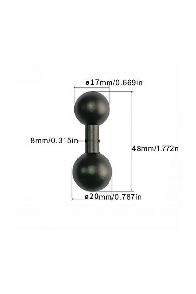 Choice 1pcs black 17 to 20 Aluminum Alloy Double Ballhead 15mm/17mm to 20mm/2...