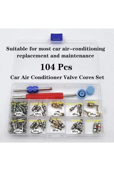 Choice 104pcs 102Pcs Car Air Conditioner Valve Cores Assortment A/C AC Shrade...