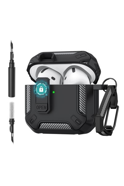 Choice9 Case For AirPods 4 Black Kit Upgraded Security Lock Case With Hook Fo...