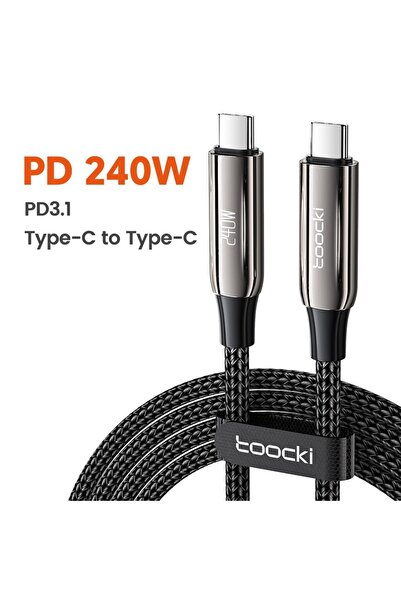 Toocki 1m Black 240W 240W USB C To Type C Cable PD3.1 48V 5A Super Fast Charg...
