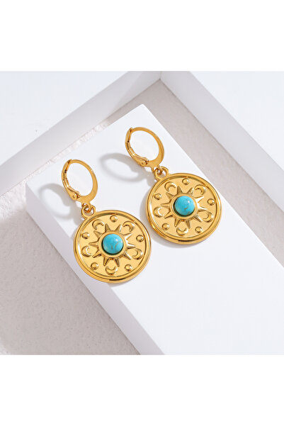 Choice11 Blue E1255-A Multiple Styles Stainless Steel Gold Color Natural Turq...