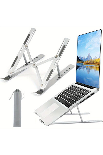 Choice1 DUTRIEUX White Adjustable Aluminum Laptop Stand - 6-Level Height, Fol...