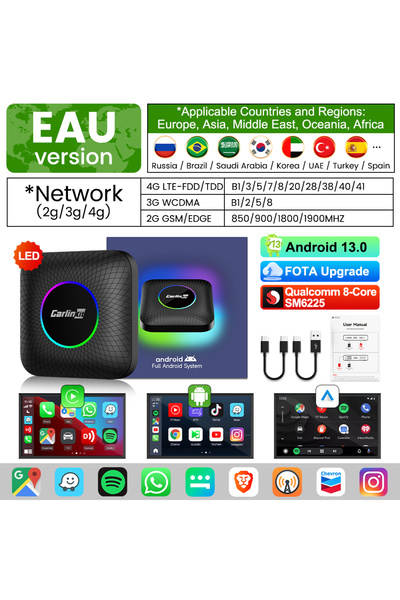 Choice1 8GB 128GB EAU Android 13 LED Android 13 CarlinKit CarPlay AI Box Qual...