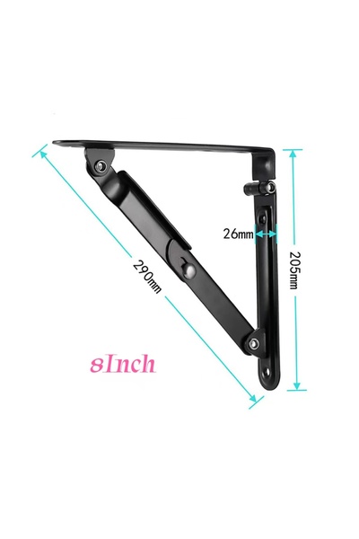 Choice3 6-8 inch 8 inch-Black-1pc 6"/ 8"Heavy Duty Folding Shelf Bracket Meta...