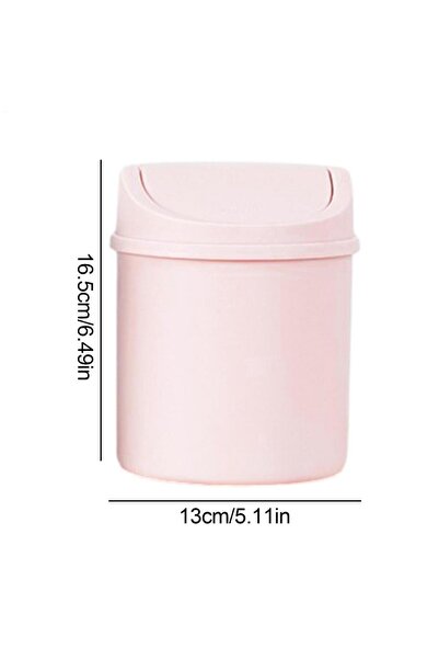 Choice Pink Mini Desktop Bin Small Trash Can Tube With Cover Bedroom Trash Ca...