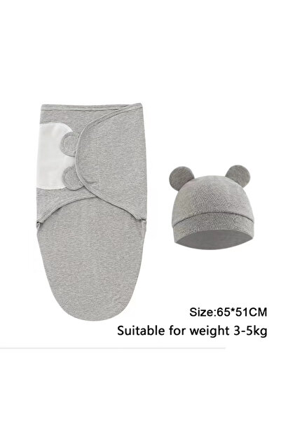 Choice1 0-6M green Baby Blanket Hat Set Cartoon Printed Cotton Newborn Swaddl...