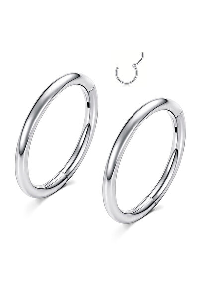 Choice 16G(1.2mm-Dia.8mm) 2PCS-Silver Hinged Nose Ring Hoop Septum Hoop Ring ...