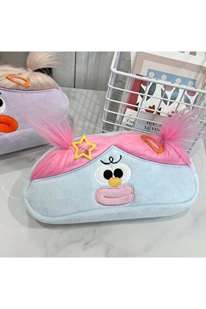 Choice Blue Kawaii Funny Big Capacity Plush Pencil Bag Creative Cartoon Big M...