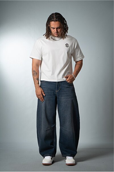 GRJ denim Hustle Blue Barrel Fit Modern Baggy Erkek Jean Pantolon