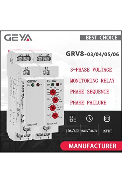 choice2 GRV8-06-M460 GEYA Din Rail 3 Phase Failure Phase Sequence Voltage Mon...
