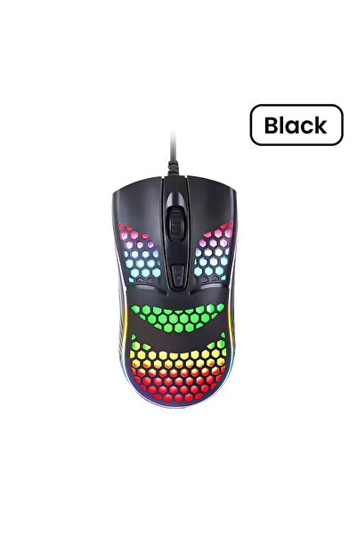 Choice ماوس USB سلكي أسود اللون، ماوس ألعاب مضيء RGB بدقة 1600 نقطة في البوصة...