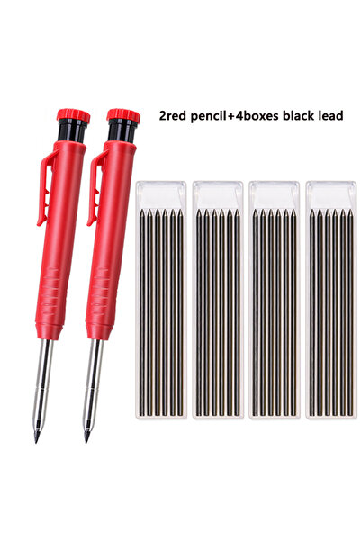 Choice4 2 red pencils 4leads Solid Carpenter Pencil Set Woodworking Tools Mec...