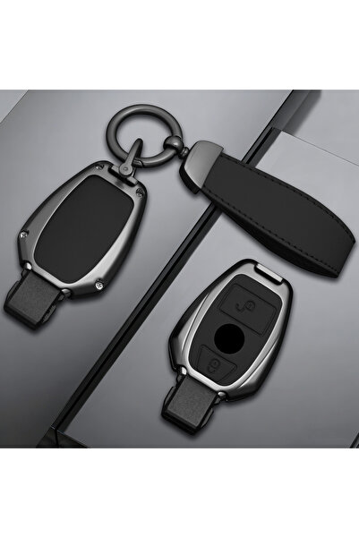 choice2 2 BUTTON Black Alloy Car Key Case Cover Shell Fob For Mercedes Benz A...