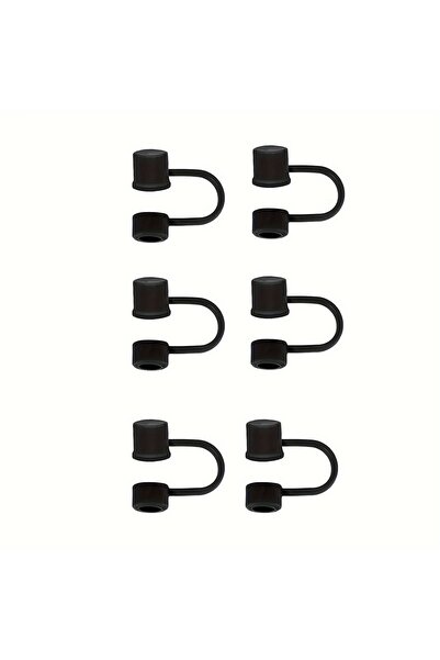 choice2 Black 6pcs Splash Proof Silicone Straw Tips Cover Dust Proof Plugs Pr...