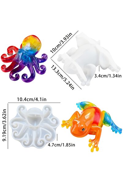 Choice1 2pc animal set molds 2pc- Animal resin molds, frog and octopus animal...