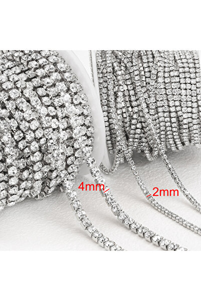 Choice 2mm Steel Color 1Meter Stainless Steel Crystal Rhinestone Chain Sew-On...