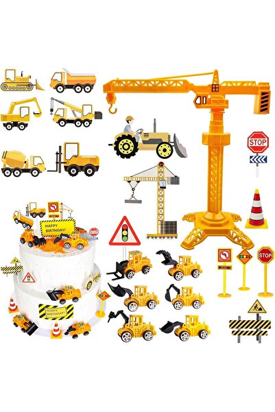 Choice 25pcs 25Pcs Construction Cake Topper Excavator Tower Cupcake Topper Bu...