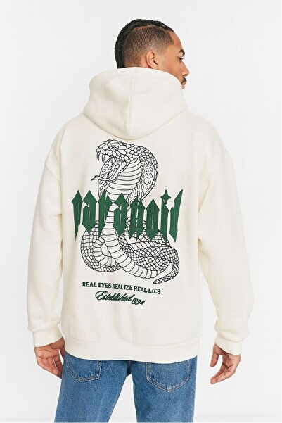 Twobucks Paranoid Beyaz Zip Hoodie Oversize Erkek Ceket