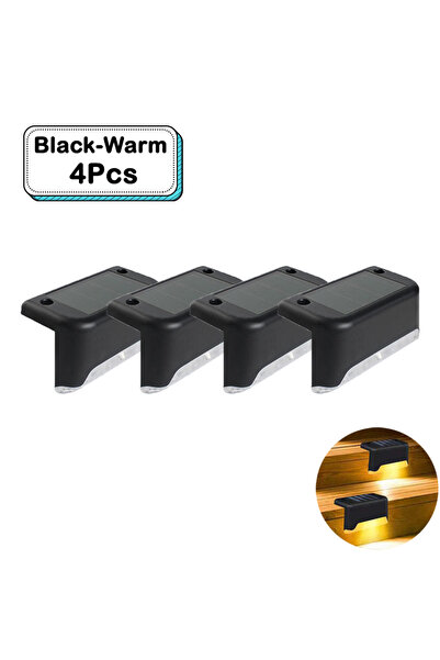 Choice13 Black-Warm 4 Pcs Outdoor Solar Step Lights Warm White LED Waterproof...