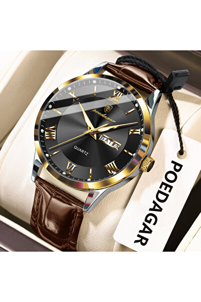 Choice5 978 Gold Black POEDAGAR Luxury Business Wristwatch For Men Date Week ...