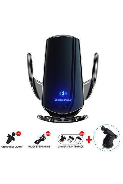 Vikefon black with sucker 15W Car Wireless Charger Magnetic Automatic Car Mou...