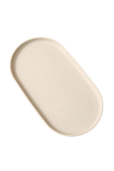 Choice 1pc Beige Fruit Plate Dessert Tray Stackable Oval Food Serving Tray Fr...