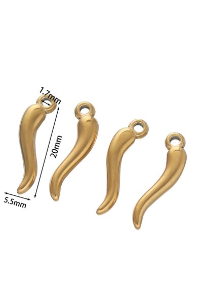 Choice 5pcs Gold L 5pcs Stainless Steel Red Pepper Charms for DIY Jewelry Mak...